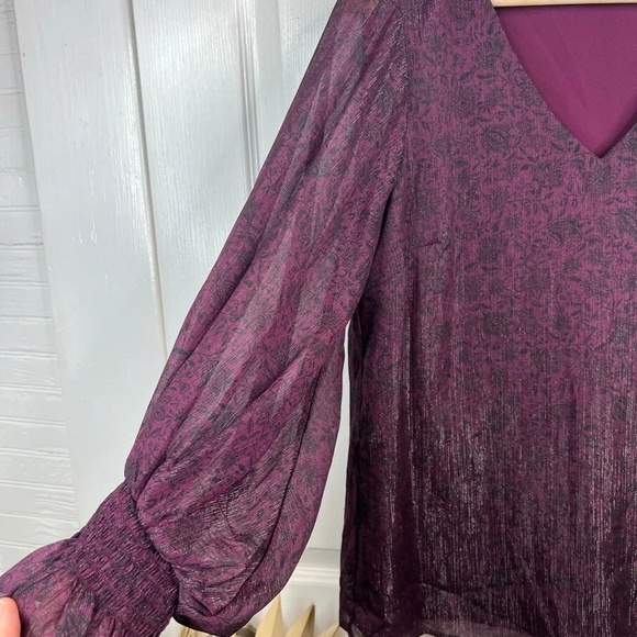 Halogen Purple V-Neck Blouse - Picture 5 of 10